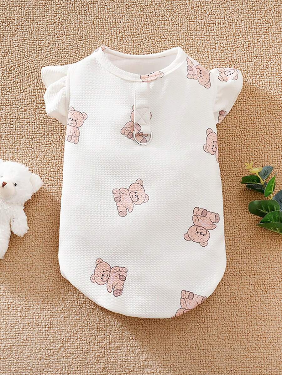 Pet Clothes 2023 Brown Bear Leash TShirt With Harness Hole For Cat