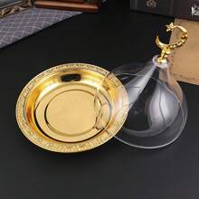 2pcs & 1pc Ramadan Mubarak Metal Serving Trays, Eid Adha Mubarak Acrylic Lid Dessert Plates, Suitable For Holiday Parties, Eid Celebration