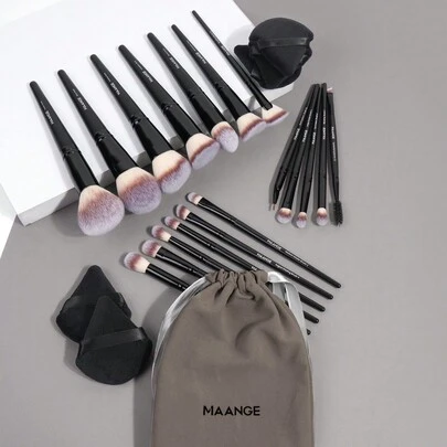 MAANGE 18/21/22/30pcs Professional Makeup Brush Set, Includes Brush Bag, Makeup Sponge, Soft Fiber Material, Portable, Contains Foundation Brush, Eyeshadow Brush, Blending Brush, Eyebrow Brush, Travel Makeup Brush Set, Makeup Brush Set, Makeup Brush Kit, Complete Makeup Brush Set, Makeup Set, Makeup Brush Gift Set,Giveaways,Professional Makeup Brushes,Complete Makeup Set