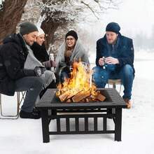 Fire Bowl With Spark Protection 81 Cm,  Fire Pit Including Grill Grate, Waterproof Cover, Coal Grid, Poker, Barbecue Tongs, Brush, For Garden