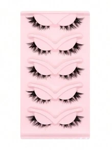 1盒/5對假睫毛套裝,可重複使用,適用於日常穿著、約會、派對、表演、野餐、女生夜晚聚會 - 黑色 - 查看 8