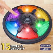 1 pieza Máquina de juego de memoria interactiva: Tablero de juego con luces LED y efectos de sonido, ejercitar la coordinación mano-cerebro - Consola de juegos electrónica, funciona con 3 pilas AAA (no incluidas), juguete para fiestas de Halloween/Navidad, regalos, juegos sensoriales, día del juego, juguetes blandos.