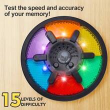 1 pieza Máquina de juego de memoria interactiva: Tablero de juego con luces LED y efectos de sonido, ejercitar la coordinación mano-cerebro - Consola de juegos electrónica, funciona con 3 pilas AAA (no incluidas), juguete para fiestas de Halloween/Navidad, regalos, juegos sensoriales, día del juego, juguetes blandos.