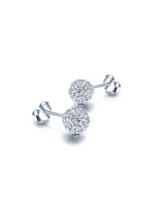 1pair  S925 6mm 8mm 10mm Super Sparkle Rhinestone   Ball Jewelry Full Of Rhinestone Earrings Wedding Engagement Bridal Jewelry - White - View 2