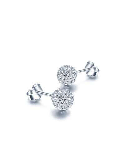 1pair  S925 6mm 8mm 10mm Super Sparkle Rhinestone   Ball Jewelry Full Of Rhinestone Earrings Wedding Engagement Bridal Jewelry