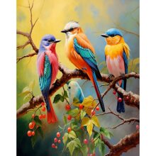 1入組diy鑽石刺繡鳥類圓形動物鑽石畫,30x40公分/12x16英寸,不帶框架,適用於家居裝飾手工藝品 - 彩色 - 查看 1