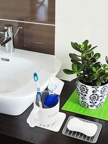 1pc Silicone Soap Holder With Drainage, Non-Slip Soap Dish For Bathroom And Shower - Grey - View 8