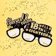 6 件 18 岁生日派对纸质黑金色眼镜，生日派对装饰和拍照道具，生日快乐，圣诞节 - 18歲 - 查看 3
