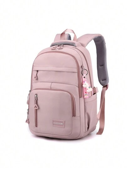 Solid Color Fresh Style Backpack Concise Lady's Artistic Casual Large Capacity Travel Bag For Daily Life,Tready Backpack,Bag For School,Bag School,School Backpack,Large Capacity,Laptop Compartment,Portable,Lightweight,For Teen Girls Women College Students,Perfect For Office,College,Elementary School,Middle School,High School,Work,Business,Commute,Stadium,Sports, Back To School Supplies