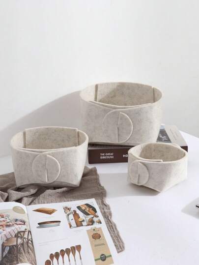 1 Pieza Caja De Almacenamiento De Fieltro, 3 Tamaños, Bandeja De Almacenamiento De Escritorio, Cesta De Almacenamiento Colorida, Bandeja De Almacenamiento De Artículos Variados, Organizador De Maquillaje Y Escritorio Para El Hogar