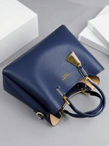 Dedoo 奢华时尚多功能大容量单肩手提包，优雅女士手提包 - 藍色 - 查看 4