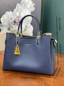 Dedoo 奢华时尚多功能大容量单肩手提包，优雅女士手提包 - 藍色 - 查看 8