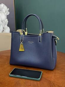 Dedoo 奢华时尚多功能大容量单肩手提包，优雅女士手提包 - 藍色 - 查看 2