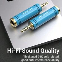 Vention 3.5毫米公頭轉6.35毫米（1/4'')母頭音頻轉換器,6.35毫米轉3.5毫米高級轉換器,適用於ipod、筆記本電腦、家庭劇院裝置、放大器等設備 - 藍色 - 查看 6