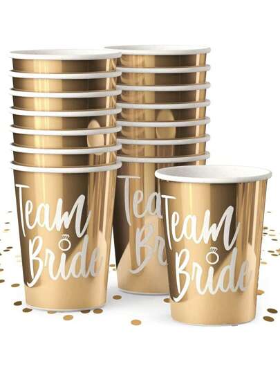 10/20/40 piezas Vasos de papel dorados de 9 onzas para despedida de soltero - Vasos para damas de honor Decoraciones para fiestas de boda - Vasos de papel desechables para la tribu de la novia Recuerdos para la despedida de soltero Regalos para damas de honor Decoraciones de boda