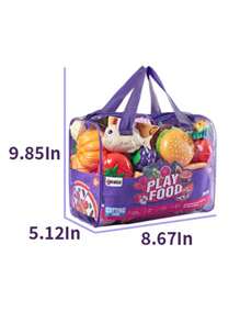 圣诞装饰男孩和女孩儿童不锈钢玩具烹饪套装，包括逼真的蔬菜和水果，用于切割练习、想象力游戏和创造力，最适合生日礼物 - 彩色 - 查看 3