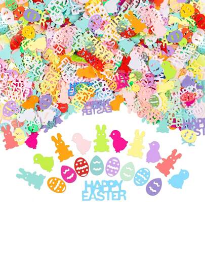 15/30/50g/opakowanie Konfetti wielkanocne Królik Jajko Kurczak Kształt Brokatowa metaliczna folia Konfetti do dekoracji stołu DIY