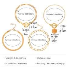 4pcs Women's Simple Fashion Bracelets Set - Gold - View 4