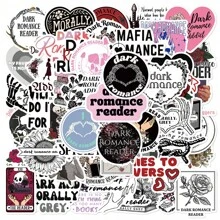 50pcs Dark Romance Reader Stickers, Creative Gothic Cartoon Style Waterproof Stickers For Diy Phone Case, Notebook, Laptop, Water Cup Decoration Back To School - Multicolor - View 1