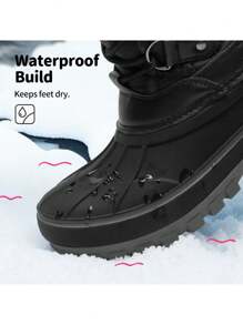 Kids Snow Boots, Waterproof Insulated Mid Calf Winter Boots With Black Faux Fur Lining For Boys And Girls - 黑與白 - 查看 6