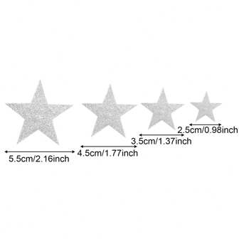 70入組金色銀色粉紅色泡沫貼紙,頂部星形自粘閃粉eva貼紙,手工藝品,教育diy玩具