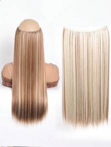 24英寸合成隐形线无夹接发鱼线假发接发假发女士日常万圣节派对 - 間色 - 查看 4