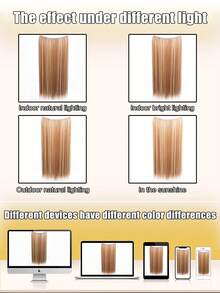 24英寸合成隐形线无夹接发鱼线假发接发假发女士日常万圣节派对 - 間色 - 查看 7