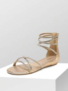 Sandalias planas de mujer Elegante Vacación - Dorado - Ver 4