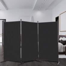SUNROAD 6FT Trifold 130g Polyester Fabric Plastic Foot Carbon Steel Frame Foldable Screen Black