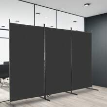 SUNROAD 6FT Trifold 130g Polyester Fabric Plastic Foot Carbon Steel Frame Foldable Screen Black