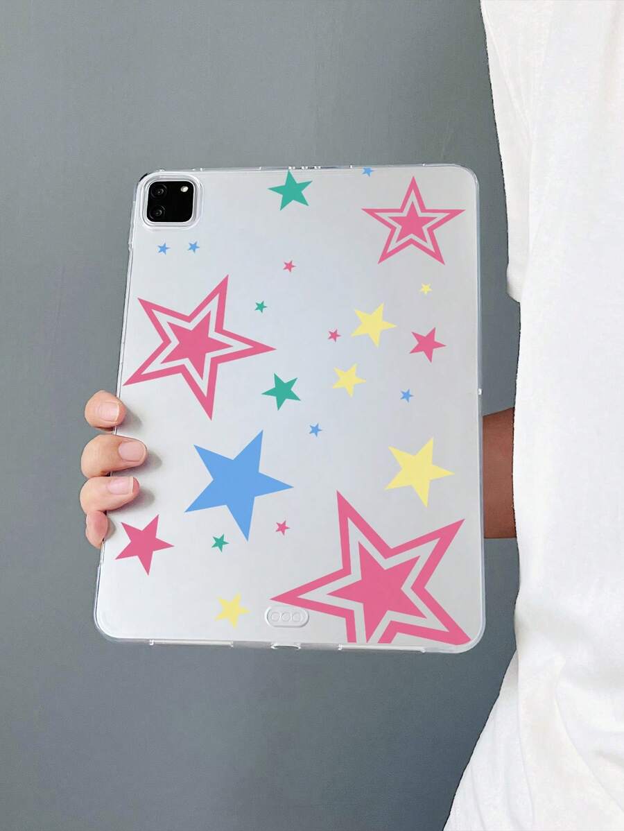 1 件彩色星形图案透明平板电脑保护壳,适用于 iPad - 彩色 - 查看 1
