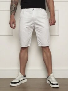 Men's Bermuda Shorts Colored Twill Premium Jeans Various Colors - trắng - Xem 1