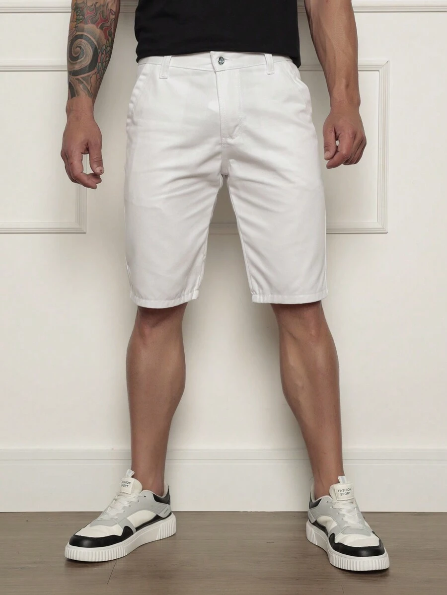 Men's Bermuda Shorts Colored Twill Premium Jeans Various Colors - trắng - Xem 1