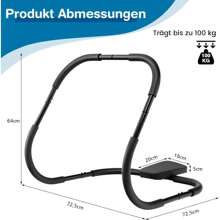 Abdominal Muscle Trainer, AB Roller Abdominal Trainer With Padded Headrest, Sit-Up Training Device, Portable Made Of Steel, Fitness Device For Home, Gym And Office, 73 X 73 X 64 Cm, - Black - View 5