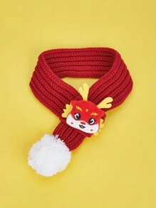 1 Stück roter Drachen Neujahrshund warmer Schal, gestrickter Kragen-Schal für Katzen und Hunde wie Corgi, Teddy, Shiba Inu