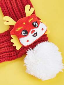 1 Stück roter Drachen Neujahrshund warmer Schal, gestrickter Kragen-Schal für Katzen und Hunde wie Corgi, Teddy, Shiba Inu