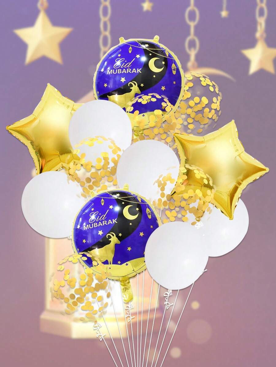14 buah Balon Bertema, Balon Bulat dan Berbentuk Bintang Lima Berdiameter 18 Inci untuk Dekorasi Pesta - MultiWarna - View 1