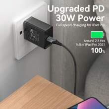 VENTION USB C 充电器块 30W 超级快速充电器 QC 4.0 PPS 快速 USB 壁式插头兼容 Iphone 15/14/14 Pro/15/14 Pro Max/13/13 Mini/13 Pro/13 Pro Max/12、Pixel 7/6、Note 20、IPad Pro、IPad Air - 黑色 - 查看 2