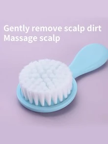 2pcs Blue Baby Scalp Massaging Brush For Daily Use, Suitable For Newborns To Remove Cradle Cap And Soft Hair - Blue - View 2