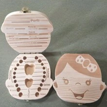 Wooden Teeth Storage Box, Teeth Storage Box Milk Teeth Storage, Wooden Milk Teeth Replacement Teeth Storage Box, Male And Female Umbilical Cord Fetal Hair Collection Commemorative Box - Apricot - View 4