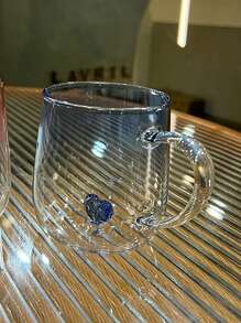 1 pieza Taza de vidrio con asa y diseño en forma de corazón, de una sola capa con degradado, creativa, resistente al calor, para jugo o bebidas de moda