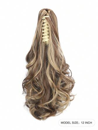 12英寸深波浪耐热合成马尾假发，爪夹式，黑色、浅棕色、巧克力棕色、多色可选，适合女性日常佩戴、角色扮演、圣诞节、音乐节、狂欢节、节假日及春节礼物。