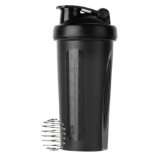 1 pieza Botella agitadora de 20oz/600ML, clásica, con gancho de asa y a prueba de fugas, con escala, un pequeño batidor mezclador de acero inoxidable, certificada PP5, apta para lavavajillas, taza mezcladora de proteínas para deportes y fitness, taza para camping, taza de café, taza grande para batidos deportivos, con bola de acero para mezclar proteínas en polvo, adecuada para el gimnasio, la escuela, el parque infantil, el trabajo y otros, de vuelta al colegio