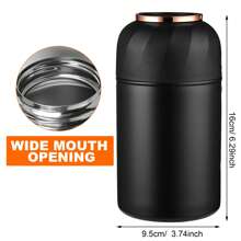 1 pieza Termo de comida aislado de 17oz en negro, Termo de acero inoxidable aislado al vacío para comida caliente, Recipiente de almuerzo aislado con cuchara plegable, Termo de comida a prueba de fugas para escuela, oficina, viajes, cocina, regalo de Navidad, útiles escolares