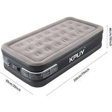 Self Inflatable Air Bed Built-In Electric Pump Air Mattress Single With Storage Bag - Black - View 3