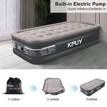 Self Inflatable Air Bed Built-In Electric Pump Air Mattress Single With Storage Bag - Black - View 4