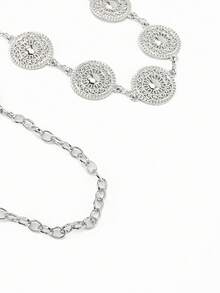 1 件女士腰链，银色雕花金属腰带，适合连衣裙、身体首饰配饰 - 銀色 - 查看 8