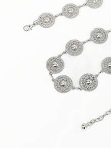 1 件女士腰链，银色雕花金属腰带，适合连衣裙、身体首饰配饰 - 銀色 - 查看 9