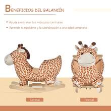 HOMCOM Caballito Balancín Bebé +18 Meses Balancín Peluche Madera con 32 Canciones Cinturón de Protección Girafa de Peluche 60x33x45cm - Marrón - Ver 7