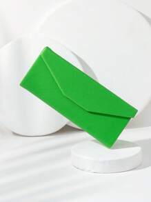 1pc Solid Color Foldable Leather Eyeglasses Case For Everyday Use Glasses Accessories For Women - Multicolor - View 5